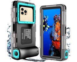 Professional Diving Phone Case Pouch Waterproof Smartphone,Waterproof Phone Pouch Underwater Protective Case Compatibel met de meeste mobiele telefoons - Zwart en stroblauw