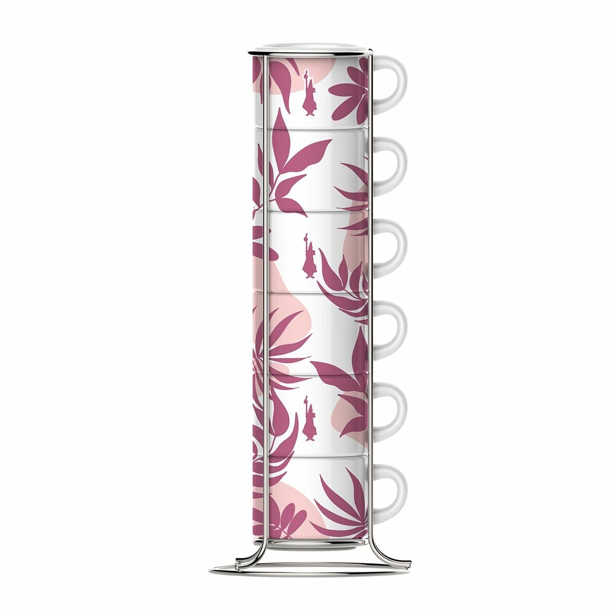 Set van 6 koffiekopjes Bialetti 29596 Wit Roze Porselein 90 ml (6 Stuks)