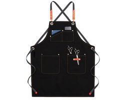 Schort - Zwart - Keuken Schort - Dames - Heren - Kappers Schort - Koken - Bediening - Horeca - Bedrijfskleding - Hobby - BBQ - CADEAU TIP!