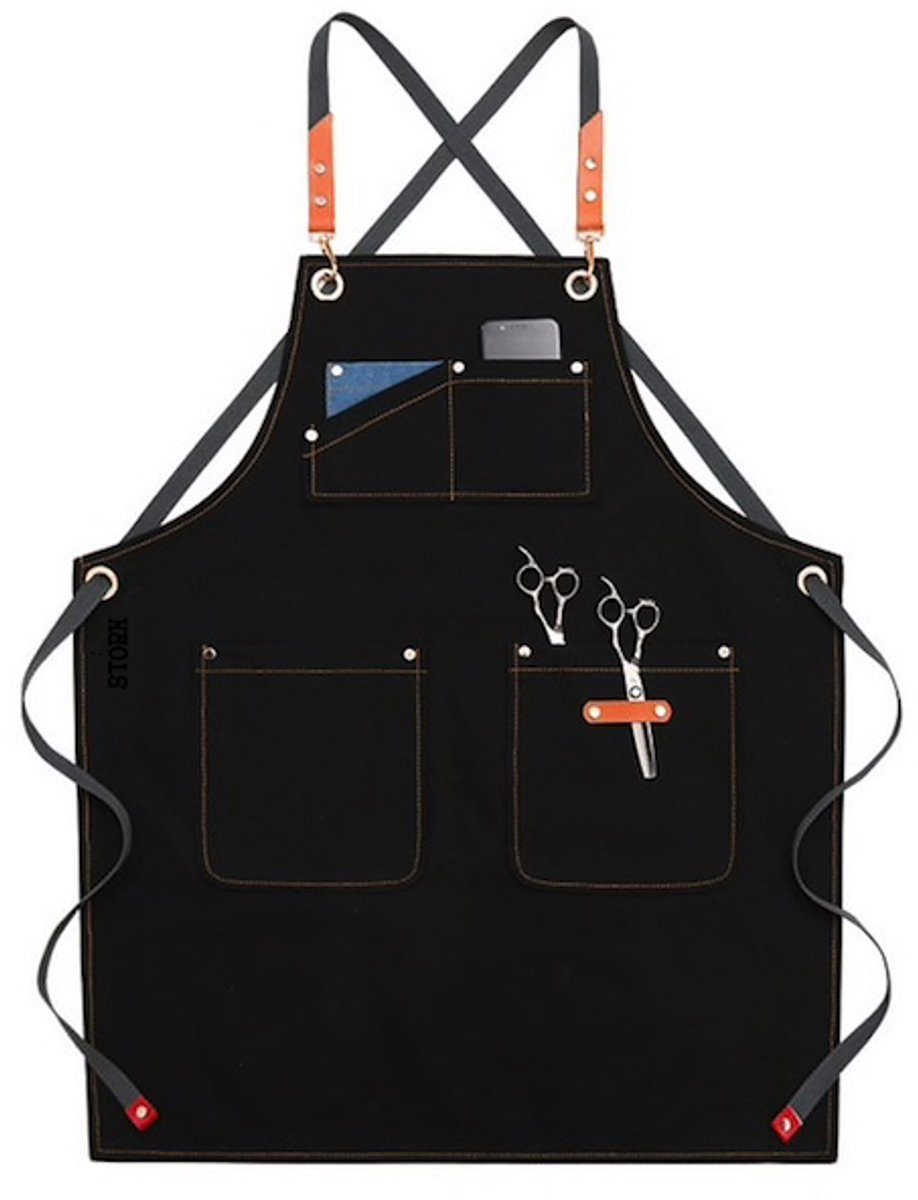 Schort - Zwart - Keuken Schort - Dames - Heren - Kappers Schort - Koken - Bediening - Horeca - Bedrijfskleding - Hobby - BBQ - CADEAU TIP!