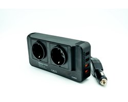 Auto Omvormer 12V - 230V 200W/400W - Gemodificeerde Sinus Golf - 4x USB Oplaadpoorten - 2x 230V Stopcontact