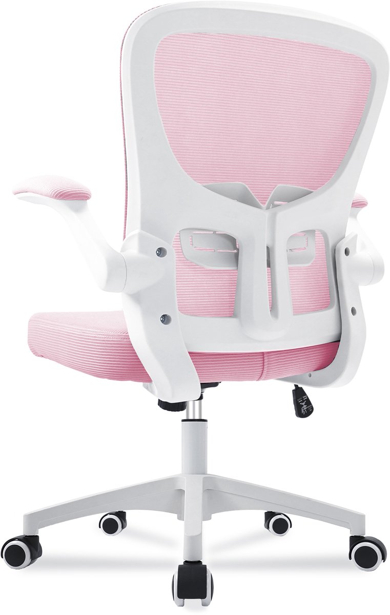 Durrafy Ergonomische Bureaustoel met Lendensteun - Roze - afbeelding 2