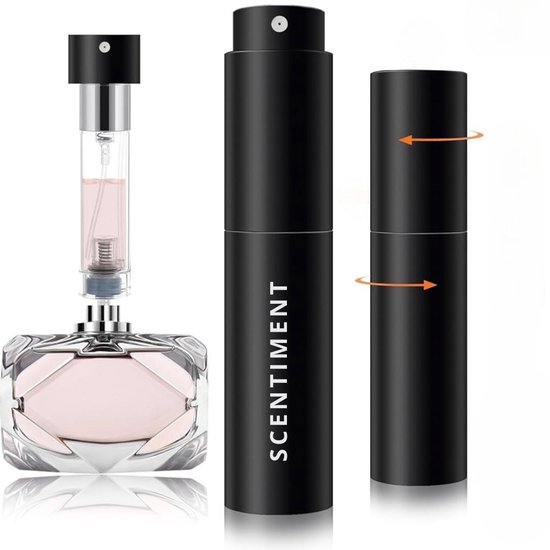 Foto: Scentiment navulbare parfumflesje uniek vulsysteem premium mini parfum reisflesjes parfum verstuiver zwart