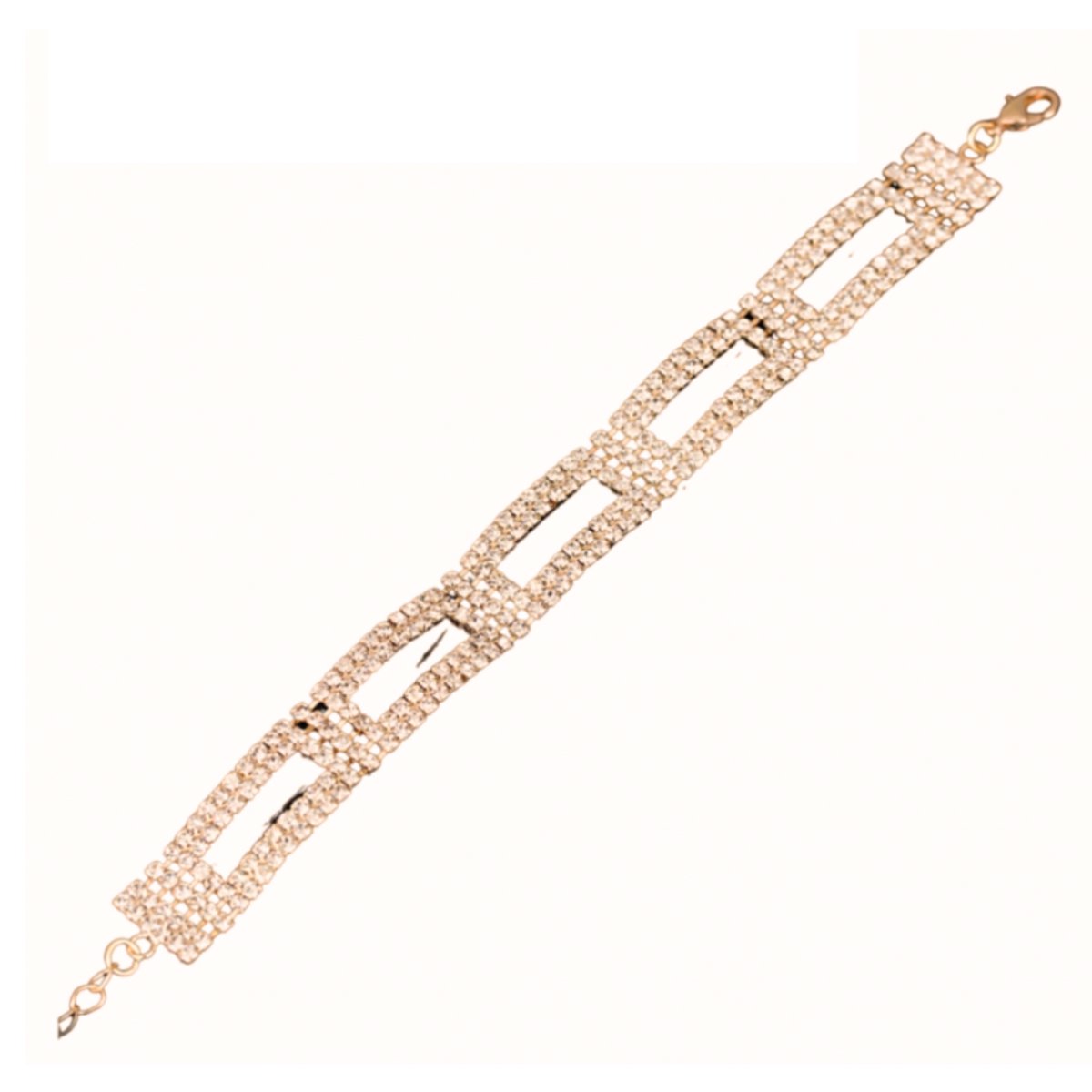 Strass -Armband -goudkleurig- 18 cm - Charme Bijoux