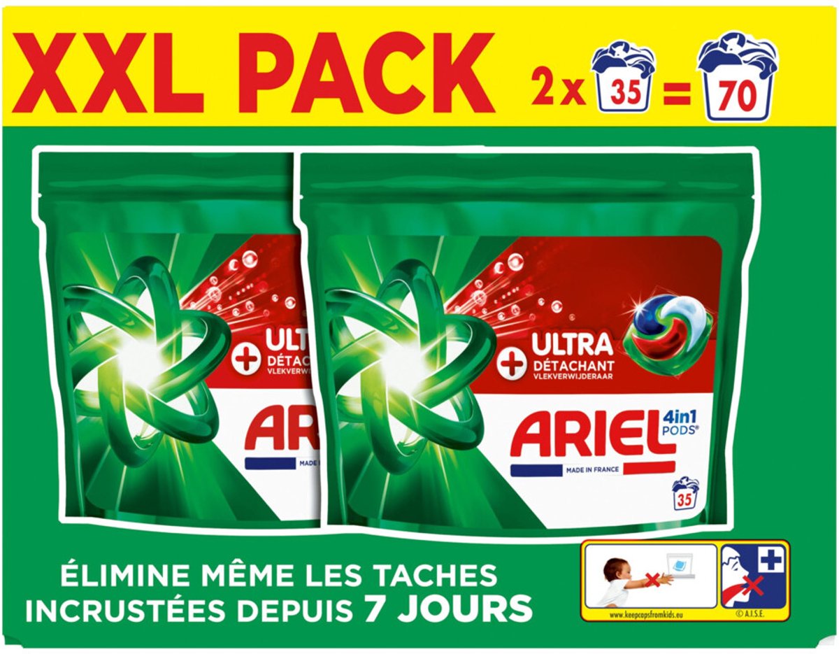 Goedkoopste Ariel 4in1 Wasmiddel Pods Ultra Vlekverwijderaar 70 stuks