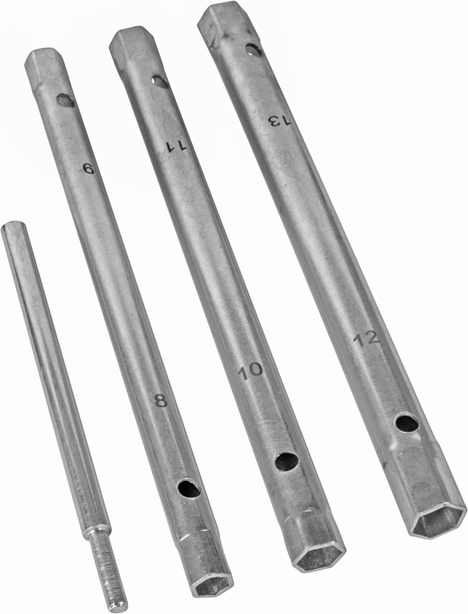 Werkzeyt Montageset, 4-delig, met buissleutels & draaigreep, eenvoudige armaturen aan wastafel & spoelbak, montagegereedschap/ondertafel-installatie, ZYT186, zilver