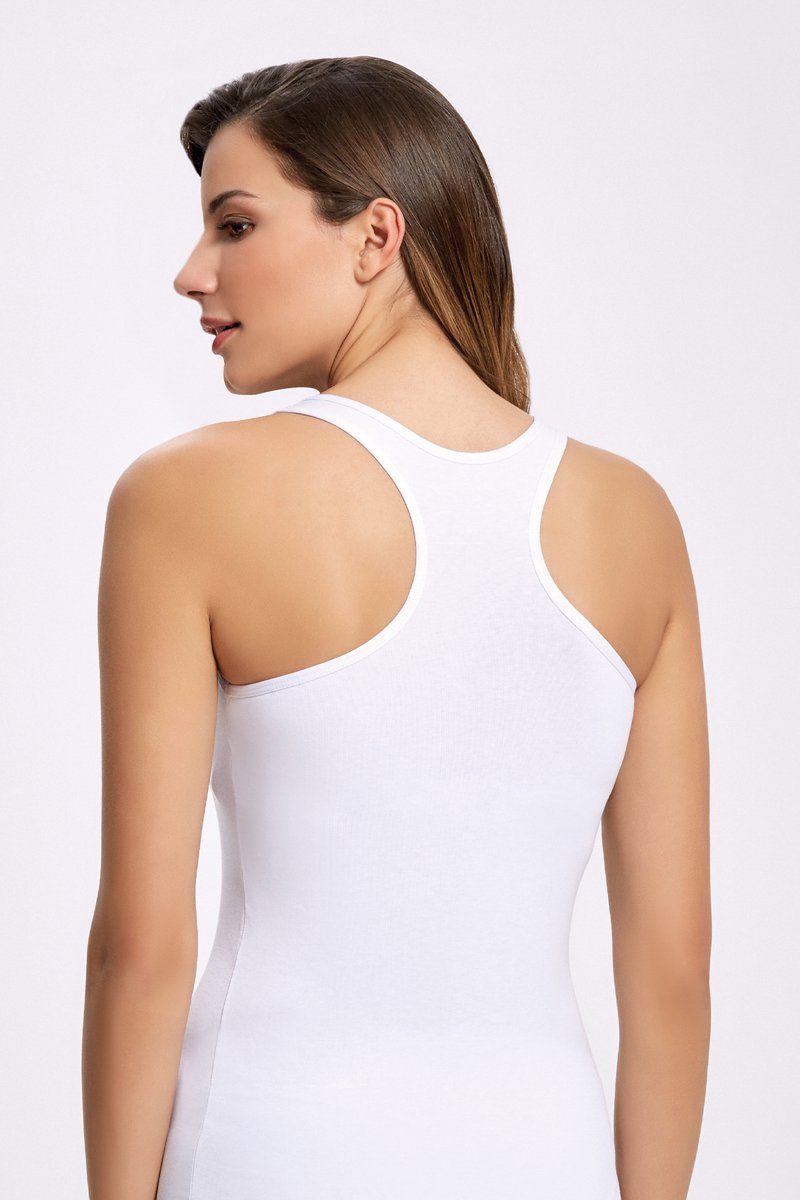 ilke® 2 Pack Dames Halterhemd - Stretch Katoen - Wit - L