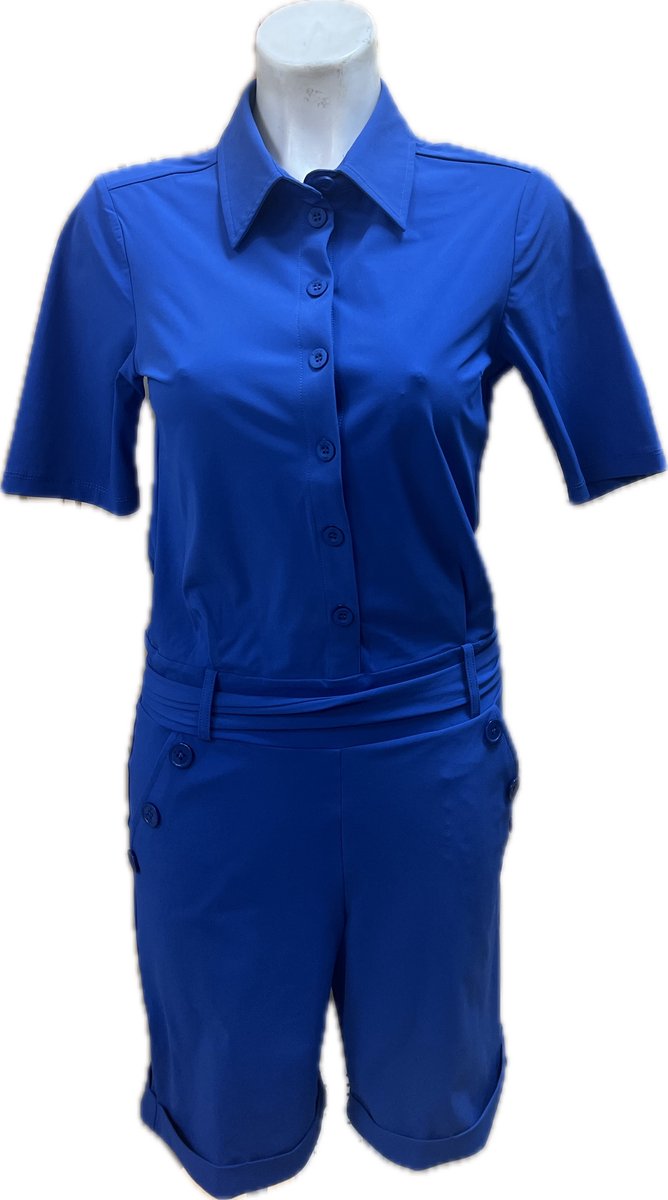 Mi Piace RC202274 - Travelstof Jumpsuit - maten: XS , S , M , L en XL - kleuren: Royal Blue , Kit en Donker Blauw