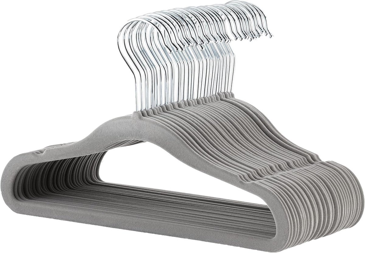 Fluwelen slipvaste kleerhangers voor baby's en peuters - 30 stuks grijs, 295 cm.