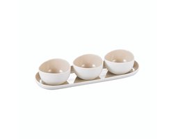 Bricard Colmar Schaaltjesset 4-delig – Tijdloos Porselein in Wit/Taupe