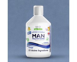 Geavanceerde MAN 50+ Multivitamine- Vloeibaar-Exclusieve 50+ Formule- Vitamine D3-Energie-BCAA-Ooggezondheid-Natuurlijke vitamine voor hart en bloedvaten-Tegen vermoeidheid en stress-Vegan-Lactosevrij-Glutenvrij-Libido-500 ml