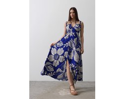 Jurk - Maxi - Mouwloos - Maat M - Bloemen print - Zomer - Blauw - Viscose