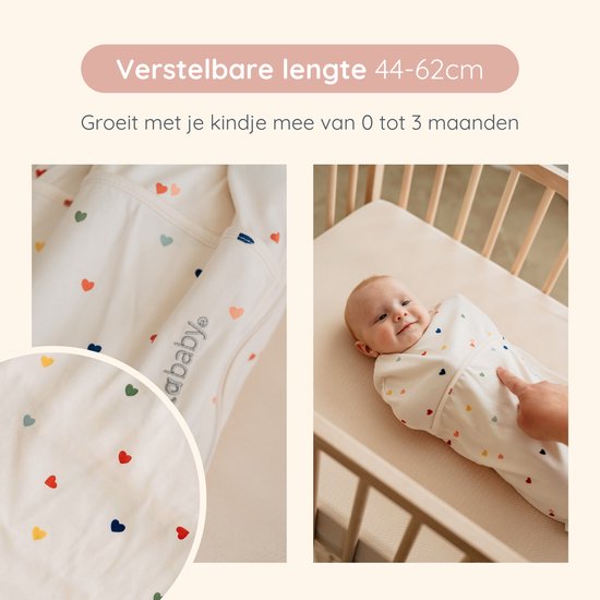Puckababy Piep Inbakerslaapzakje baby (0-3m) - Hearts Confetti - Katoen TOG 0.5 - Zomerslaapzak van Puckababy — afbeelding 4