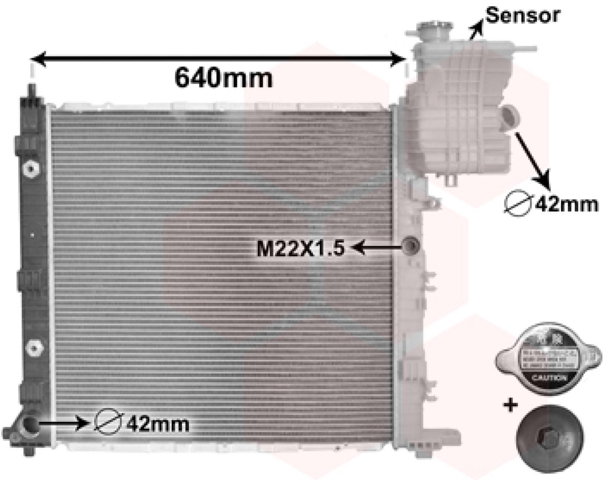 Van Wezel - RADIATOR VOOR MERCEDES BENZ VITO 1995-2003 6385011601