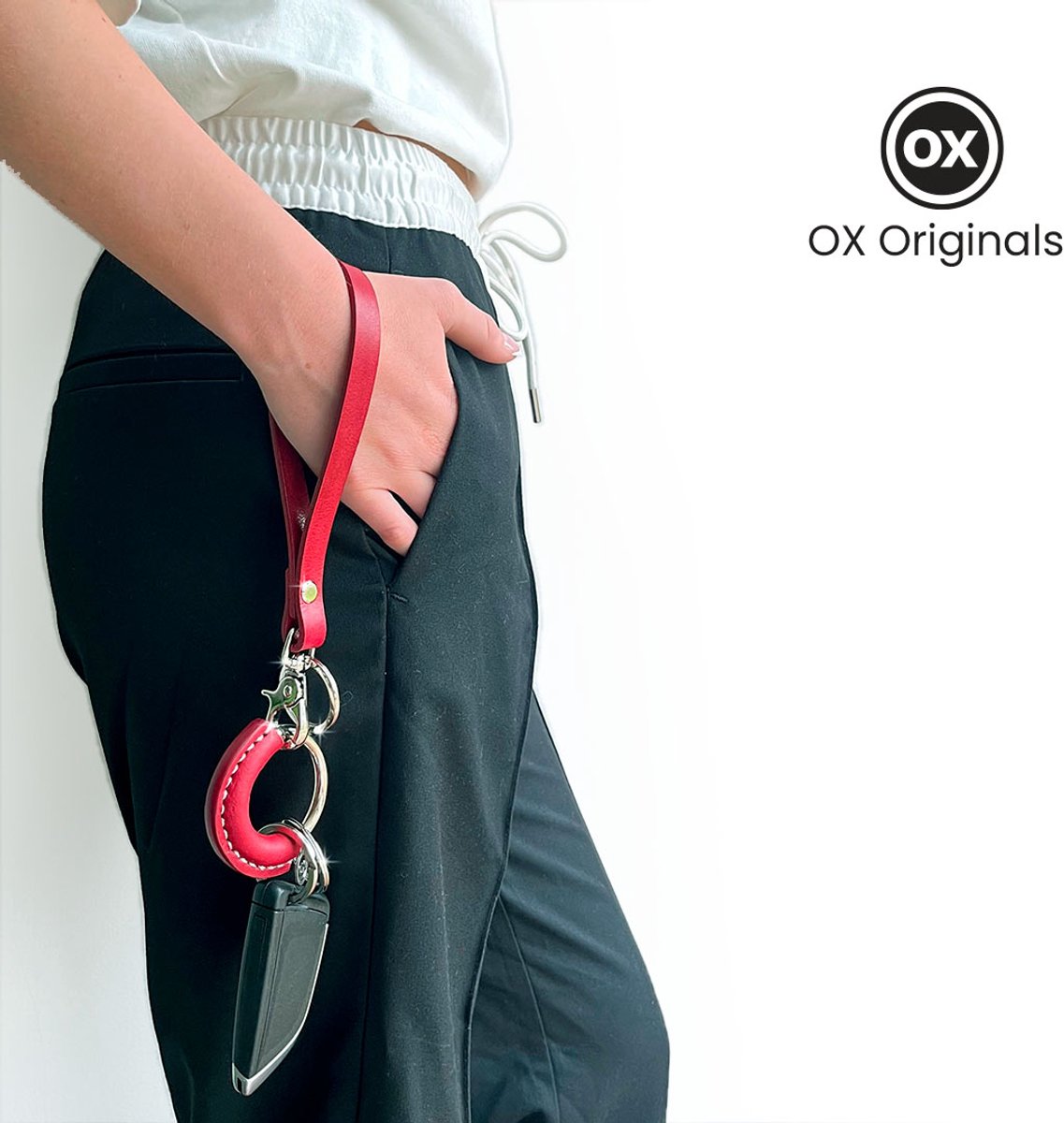 OX Originals - Polsband Collectie - Sleutelhanger - Rood - Chroom