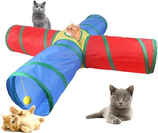 Pawaboo Kattenspeelgoed, kattentunnelbuis, 3-wegs tunnels, 25 x 40 cm, uitbreidbaar, opvouwbaar, kattenspeeltent, interactief speelgoed, doolhof, kattenhuis, bed met ballen en bellen voor kat, kitten Pawaboo Kattenspeelgoed, kattentunnelbuis, 3-wegs tunnels, 25 x 40 cm, uitbreidbaar, opvouwbaar, kattenspeeltent, interactief speelgoed, doolhof, kattenhuis, bed met ballen en bellen voor kat, kitten