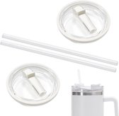 Trankielo - Vervang uw Stanley 40 oz Beker Deksels en Rietjes - Set van 2 - Wit