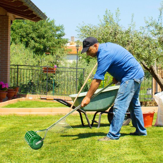 Gazonbeluchter Verticuteerder 45cm Breed met 30 Stalen Spikes -Groen van Vounot — afbeelding 2