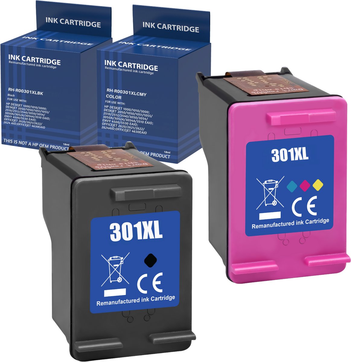 Inktcartridge geschikt voor HP 301XL zwarte kleur compatibel HP Envy 4500 5530 DeskJet 1000 1050 1510 2050 2540 3050 OfficeJet 2600 4630