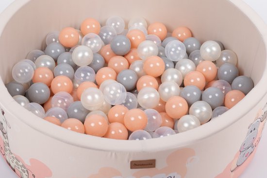 Ballenbak Baby - Speelgoed 1 jaar, 2 jaar, 3 jaar - Best Friends Ballenbad - Ballenbakken - Gomoor - 100% Katoen en BPA vrije ballen 200 stuks Ø 7 cm - Ballen Licht Orange, Zilver, Parel en Parelmoer van Merkloos — afbeelding 3