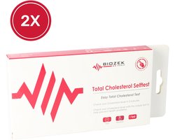 2 stuks Cholesteroltesten Sneltest - Cholesterol Zelftest voor Cholesterolwaarde - Eenvoudig thuis uit te voeren in 2 minuten