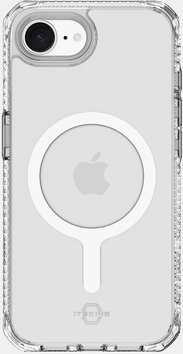 ITSKINS Doorzichtig Hoesje geschikt voor Apple iPhone 16e MagSafe Telefoonhoesje Hardcase | ITSKINS Level 2 HybridMagClear R Backcover Shockproof | Geschikt voor MagSafe | Geschikt voor Draadloos Opladen met Magnetische Ring | Geschikt voor MagSafe