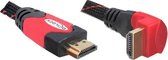 Delock - Câble HDMI haute vitesse 1.4 - coudé unilatéral - 5 m - Noir / Rouge