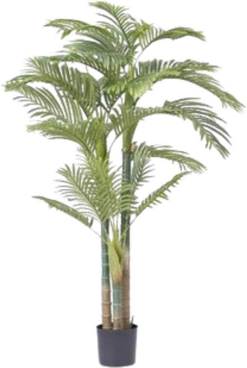 Bolt Edge Kunstplant fruitpalm in pot - Kunstplanten voor binnen en buiten - Palmboom - Tuin decoratie voor buiten - Kunstbloemen - Geurloos Black