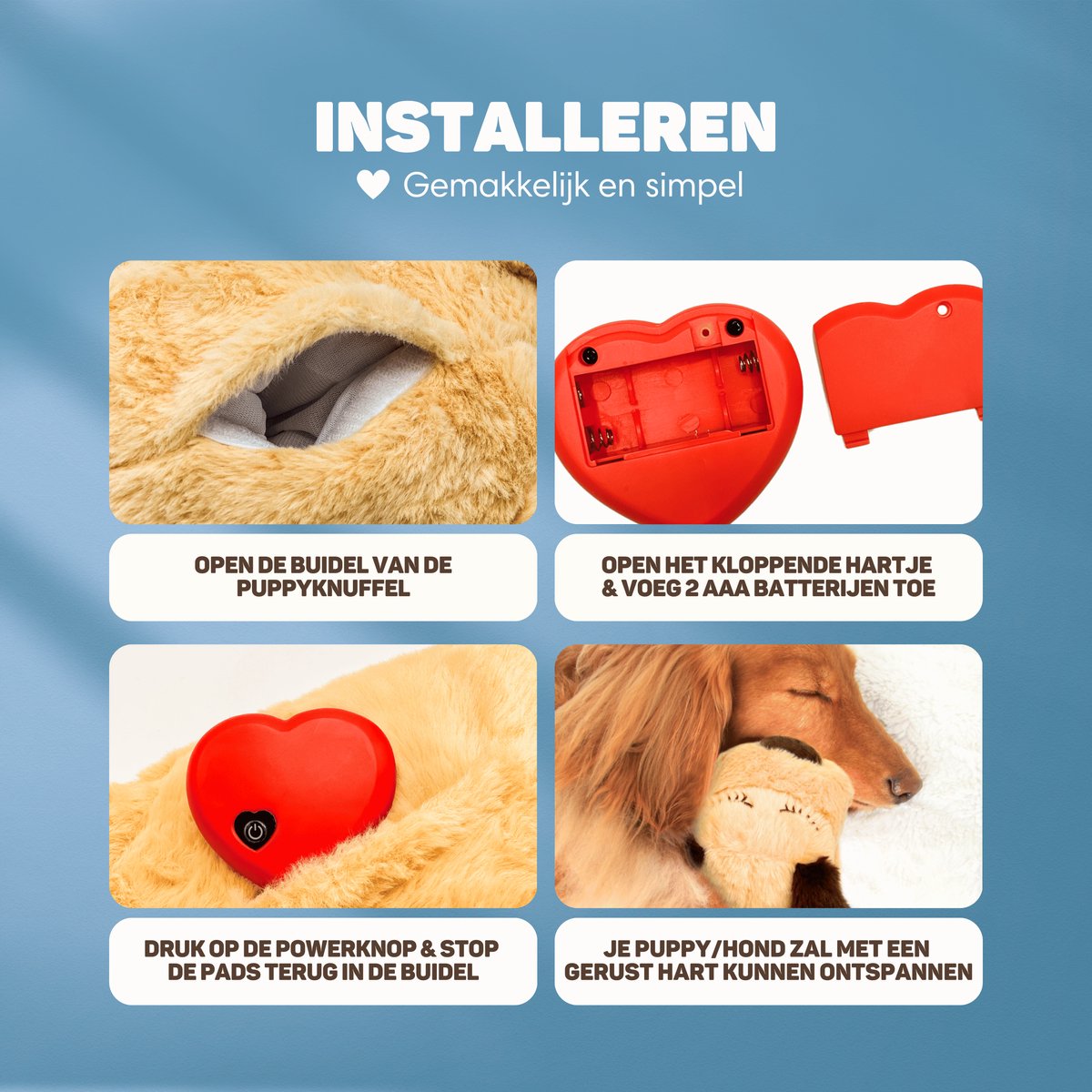 Vulpes Goods® Pets - Knuffel Hond met Hartslag – Puppyknuffel thumbnail 5