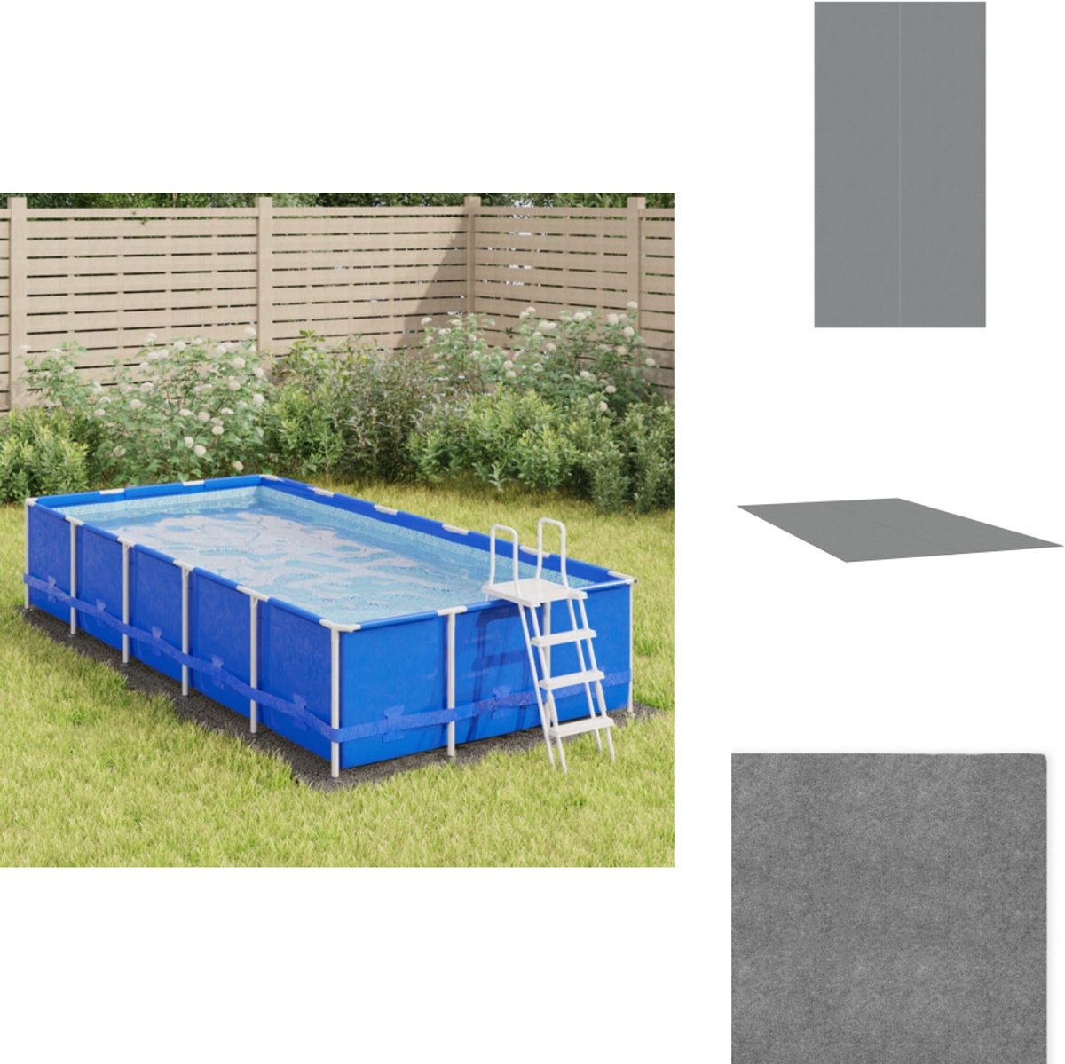 vidaXL Zwembadgrondzeil – Zwembadgrondzeilen – Grondzeil Zwembad – Onderzeil – Zwembadgrondzeil 420×220 cm polyester geotextiel lichtgrijs