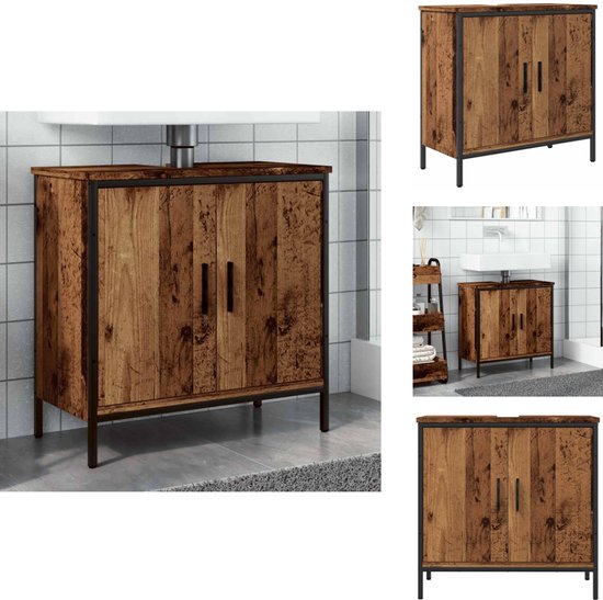 Wastafelkast 80x33x60 cm bewerkt hout oud houtkleurig kopen
