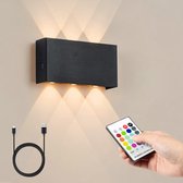 MAXXILED® Wandlamp Oplaadbaar - Met RGB Kleuren - Wandlamp Binnen - Wandlamp Binnen Woonkamer - Wandlamp Slaapkamer - Muurlamp Woonkamer - USB Oplaadbaar - Oplaadbare Wandlamp - Afstandsbediening - Zwart