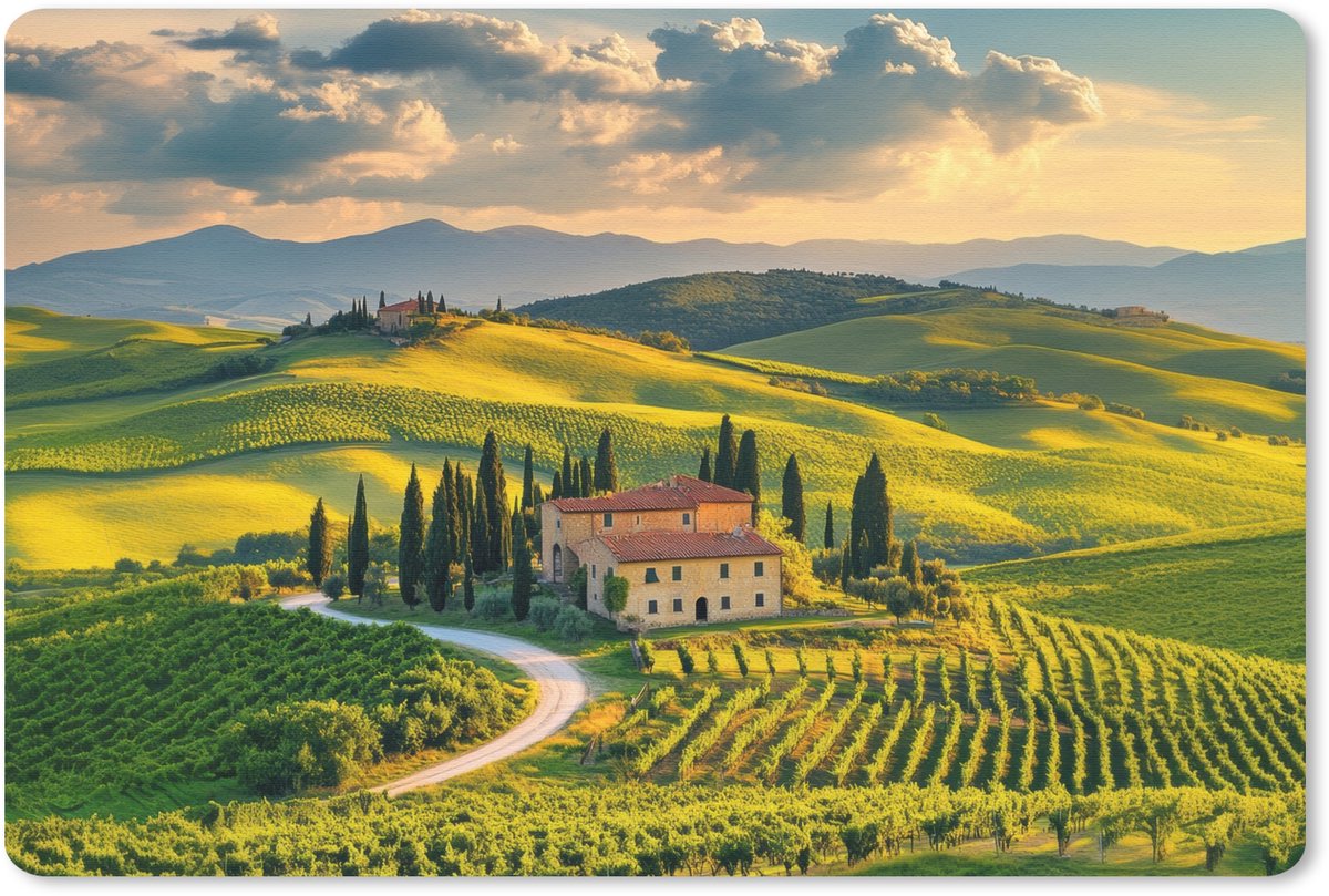 Muismat 27x18 cm - Mousepad Toscane - Landschap - Wijngaarden - Muismatten
