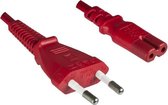 DINIC stroomkabel met rechte C7 plug en rechte stekker - 2x 0,75mm / rood - 1,8 meter