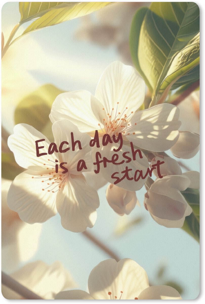 Muismat 18x27 cm - Mousepad Bloesems - Zonlicht - Quote - Wit - Muismatten
