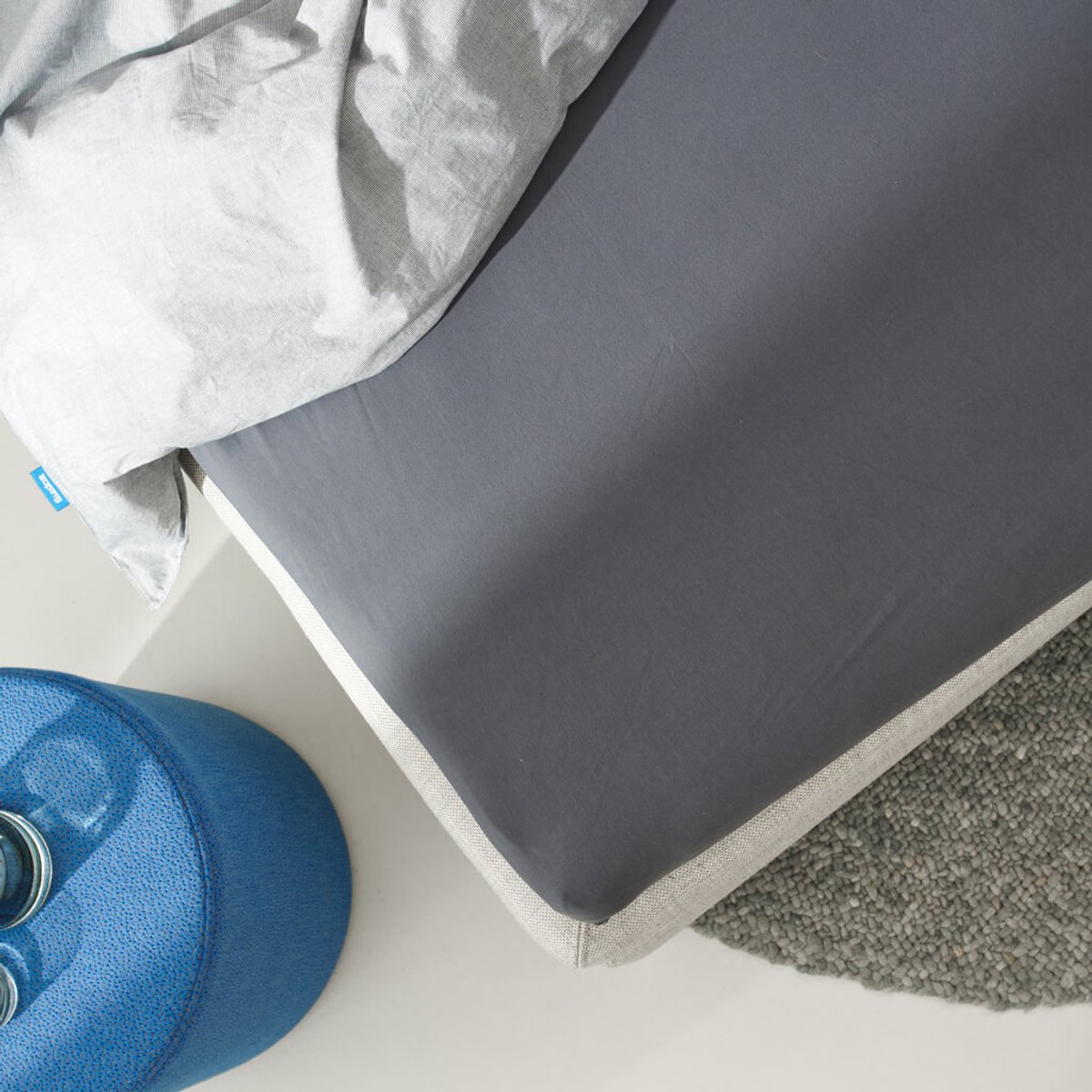 Auping Jersey 190 hoeslaken voor topper - 140/160 x 200/210/220 cm - Cool Grey - Biologisch katoen