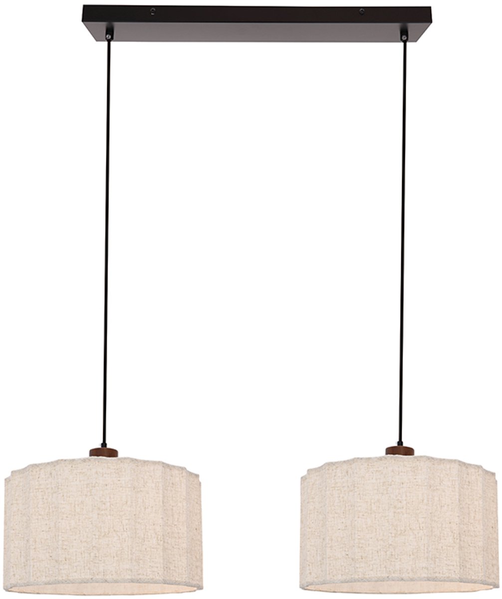 Olucia - LOULOU - Hanglamp - Beige / Zwart - 2L - Vorm: Rond