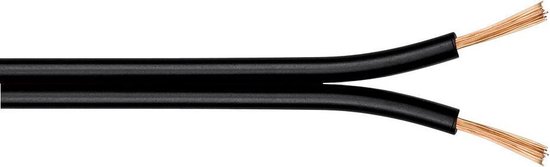 Luidspreker kabel (CU koper) - 2x 0,75mm² / zwart - 20 meter