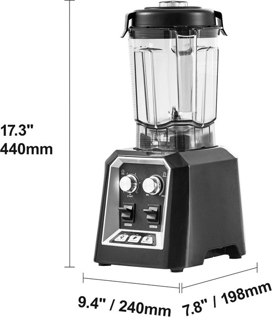 Professionele blender - 2 l glazen pot Commerciële staafmixercombinatie. Roestvrijstalen blender met 3 functies — afbeelding 5