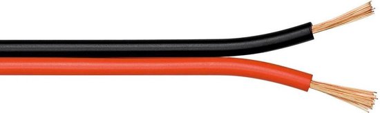 Luidspreker kabel (CCA) - 2x 0,75mm² / rood/zwart - 100 meter
