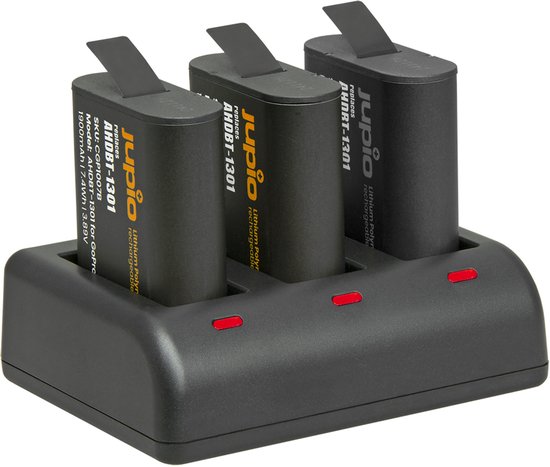 Jupio USB triple oplader + 2x GoPro HERO 13 Enduro batterij 1900mAh AHDBT-1301 value pack