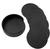 Sous-verres de verre avec support - Sous-verres - Set de 6 - Zwart