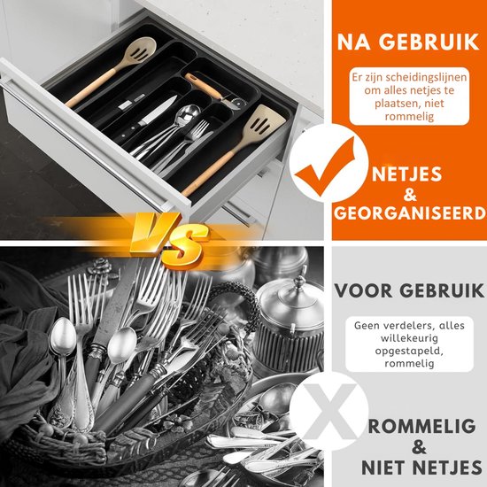 Lifewit Bestekbak voor laden, bestekhouder, diepte 47 cm