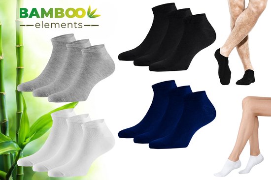 Chaussettes basses en Bamboo 12-Pack - Chaussettes en Bamboe - Chaussettes basses Hommes - Chaussettes basses Femmes - Chaussettes Sneaker - Assorti - Taille 35/38