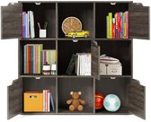COSTWAY Boekenkast, boekenkast met 8 vakken, kantoorplank, kubusplank, kan verticaal