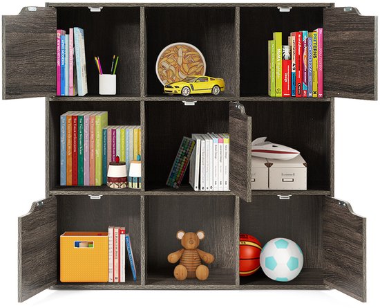 WOLTU Boekenkast met 8 vakken, kubusrek, staand rek, wit, rek met 4 deuren, kantoorrek, opbergrek, archiefkast, ruimteverdeler, voor woonkamer, slaapkamer, kantoor, 60 x 120 x 30 cm