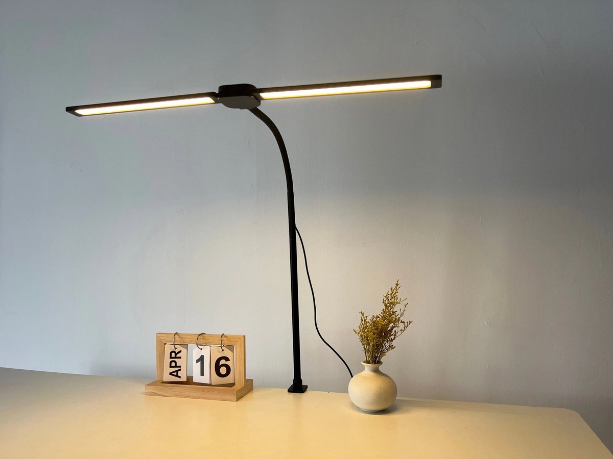 LotaHome Bureaulamp LED Dimbaar - Dubbele Flexibele Klemlamp thumbnail 5