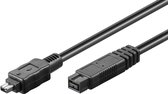 S-Impuls FireWire 400-800 kabel met 4-pins - 9-pins connectoren / zwart - 1,8 meter