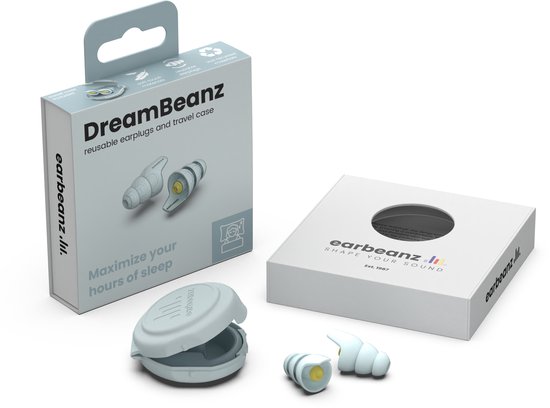 Earbeanz DreamBeanz Oordoppen voor Slapen - FullBlock - Sleep Plugs - Slaapoordoppen tegen Snurken - Perfecte Pasvorm voor alle soorten Slapers - Lichtblauw