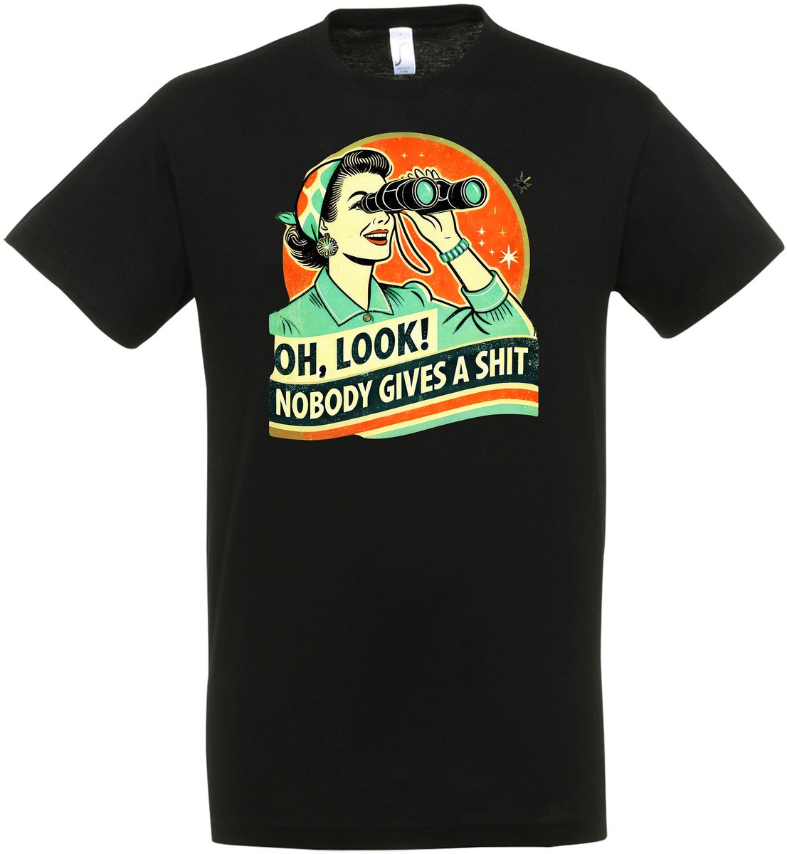 Oh, Look! Nobody Gives A Shit T-shirt - Heren Dames Unisex - cadeau - Grappige T-shirt’s - Origineel Cadeau - Zwart - Funny - Grappig - Maat S